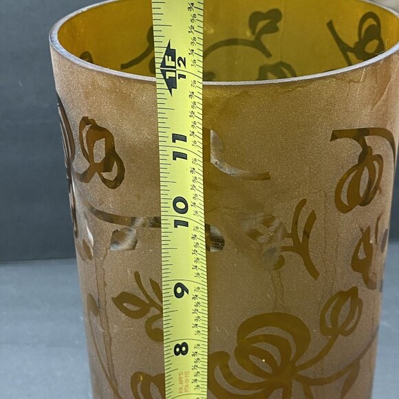 Elements Art Glass Vase 11x5 Amber Brown Floral Heavy 2.5lbs Vintage Elegant - Picture 8 of 13